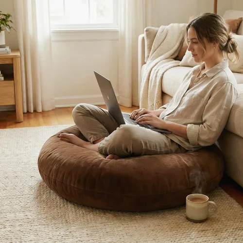 Miniatura 7 de Codi Cojines de meditación grandes – Almohadas redondas de suelo para adultos con funda extraíble lavable, cojín de suelo suave y de apoyo para Café
