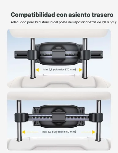 Miniatura 4 de Lamicall Soporte para tablet de automóvil, soporte para tableta con reposacabezas - Soporte de viaje para asiento trasero de automóvil para niños
