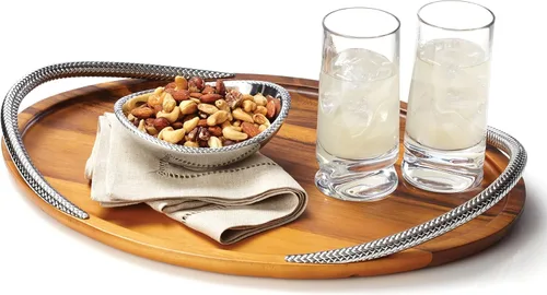 Miniatura 2 de nambe Bandeja para servir trenza, 19 pulgadas, bandeja grande para servir fiestas, platos para servir aperitivos, alimentos, galletas, platos