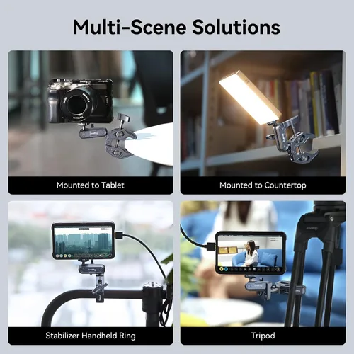 Miniatura 3 de SMALLRIG Abrazadera de montaje para cámara, brazo mágico de cabeza esférica y adaptador para Gopro, soporte para monitor de cámara con orificios