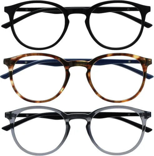 Miniatura 9 de OPULIZE MET - Lentes de lectura con bloqueo de luz azul para mujeres y hombres, marco redondo delgado con bisagras de resorte, resistentes a los 1