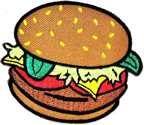Hamburguesa Hamburguesa Chef Cocina Niños Parche de dibujos animados Comida y bebida Bordado para planchar en apliques para bricolaje, jeans,