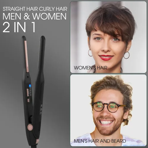 Miniatura 8 de K&K - Plancha plana mini para cabello corto de 3/10 pulgadas, alisador pequeño para cabello para Pixie y crema de barba, plancha cerámica para Negro