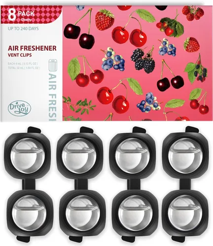 Miniatura 9 de Clips ambientadores para ventilación de automóvil, paquete de 8, proporciona aroma duradero, hasta 240 días, eliminador de olores (manzana y canela)