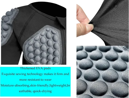 Miniatura 3 de Padded Compression Shirt for Kids YouthBoys Girls Padded Football Protective Shirts for Ski Paintball Baseball Rugby Hockey Soccer Skating