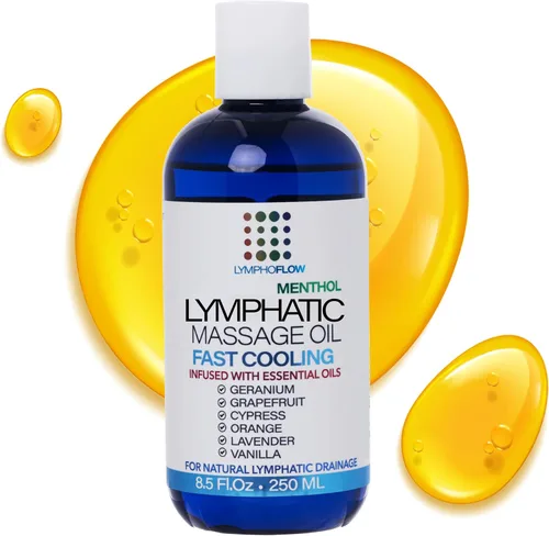 Aceite de masaje de drenaje linfático con árnica y aceite de coco, mentol refrescante para alivio, recuperación poscirugía y lipedema, liposucción,