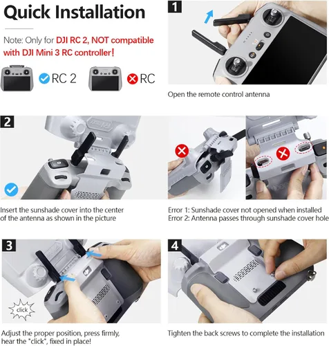 Miniatura 7 de FPVtosky 3-EN-1 Mini 5/4 Pro RC 2 Capucha protectora Sun Hood + 2 Protectores de pantalla + Paquete de cordón, Accesorios para control remoto DJI
