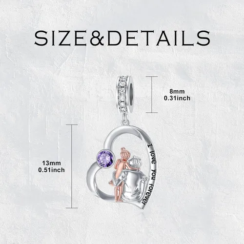 Miniatura 123 de PROESS Dije para padre, madre e hija, pulsera de plata de ley para pulseras, regalos de cumpleaños, día de San Valentín, para hija, madre, amante