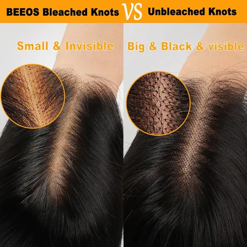 Miniatura 6 de BEEOS Encaje frontal real HD de 13 x 4 pulgadas, encaje frontal ultra fino invisible HD vívido limpio pre-arrancado cabello humano lacio sedoso