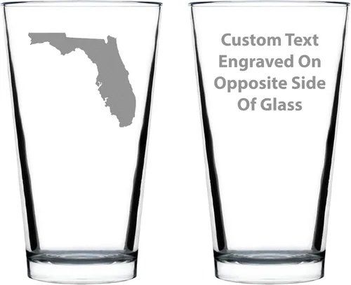 Vaso de pinta personalizado con contorno del estado de Florida para cerveza, decoración de beber con temática estatal y regalos para mujeres y