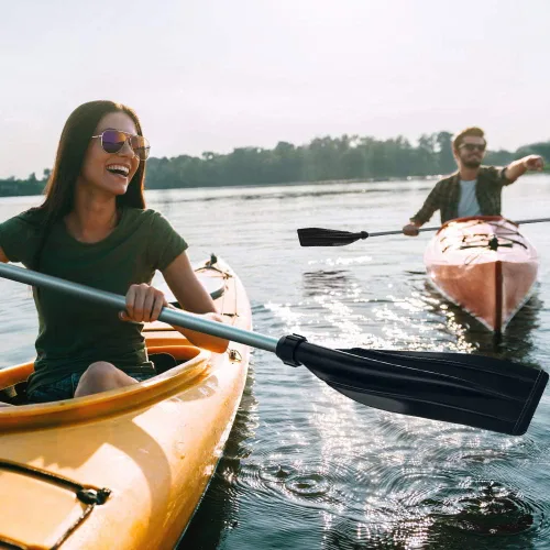 Miniatura 2 de Raquetas de kayak, par de remos de barco desmontables, aleación de aluminio, ligera, hoja acanalada, tabla de remo para kayak, canoa, surf, deportes