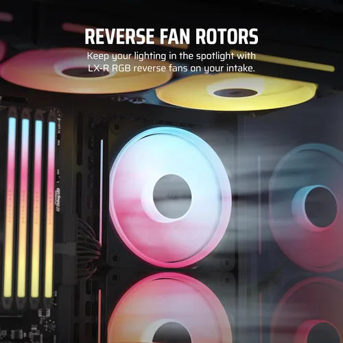 Miniatura 3 de CORSAIR iCUE Link LX120-R RGB Ventilador PWM invertido de 4.72 pulgadas (120 mm) – Ventilador individual – Bajo ruido, rodamiento de cúpula