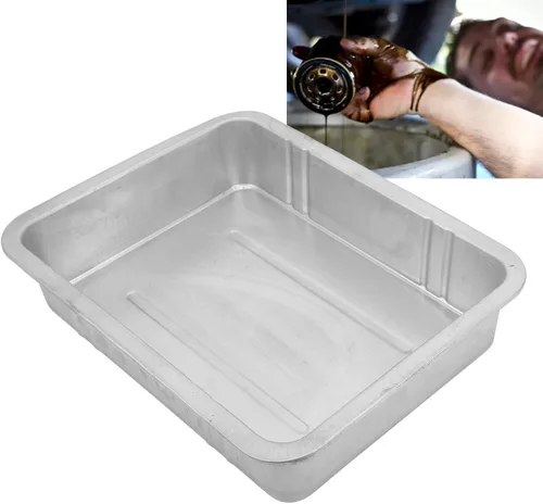 Miniatura 7 de Aqxreight Libre de fugas portátil universal construcción de metal automotriz cambio de aceite contenedor de drenaje de aceite Pan