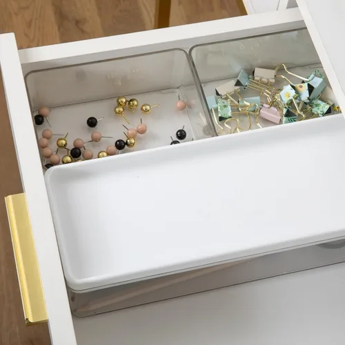Miniatura 2 de Martha Stewart Grady - Cajas de almacenamiento apilables de plástico transparente con tapas de plástico blanco, juego de 3 Tapa de plástico