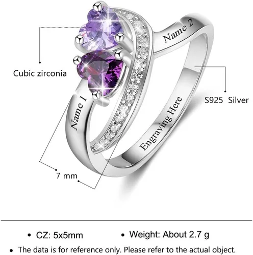 Miniatura 3 de Anillos de piedra natal personalizados para mujer, regalos personalizados para el día de la madre, anillos de promesa para madre e hija o mejor