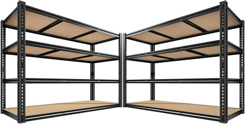 Miniatura 10 de ROOMFAVE Estantería de metal para garaje de 60 pulgadas de ancho, estantes de almacenamiento de 2800 libras, estantería ajustable de 4 niveles