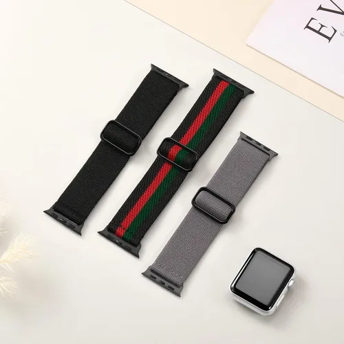 Miniatura 2 de DaQin Paquete de 3 bandas elásticas Solo Loop compatibles con Apple Watch para hombres de 1.93 pulgadas, 1.81 pulgadas, 1.77 pulgadas, 1.73