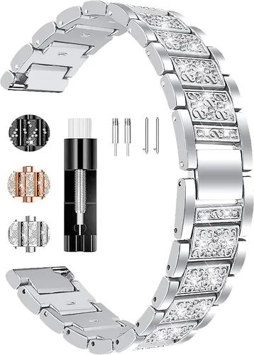 Miniatura 10 de FitTurn Bandas brillantes de joyería para Amazfit Bip 6/Bip 5 Band para mujeres y hombres, correa de metal de repuesto para Amazfit Bip 6