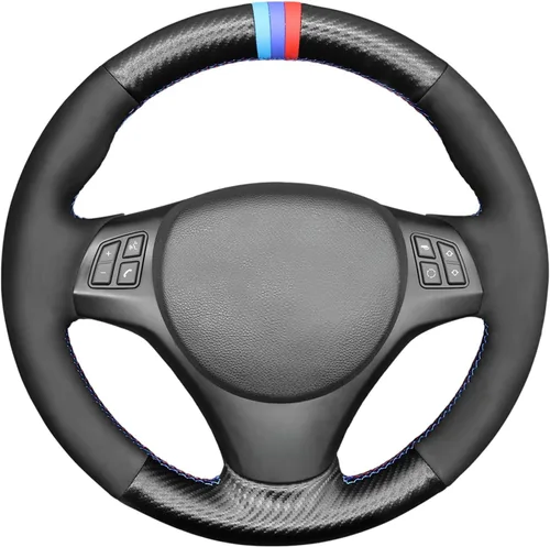 Miniatura 13 de MEWANT Funda de volante para BMW E90 M Sport E81 E82 E87 E88 E91 E92 E93 M3 E90 E92 de gamuza negra