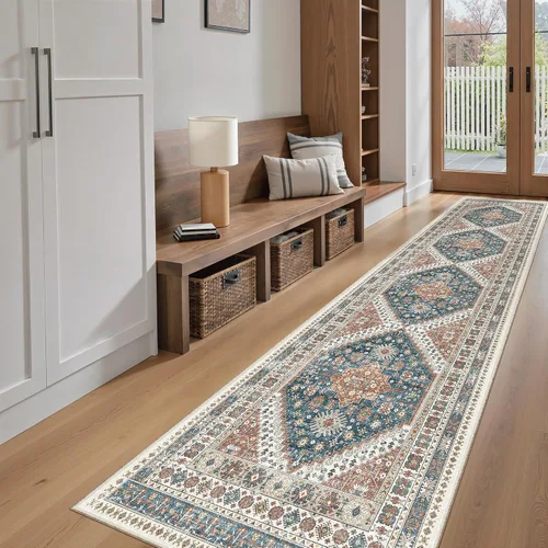 Miniatura 327 de Madane Tapete lavable de 2 x 10 pies para pasillo, cocina, recibidor, clásico, suave, antideslizante para interiores, casa de campo, baño, sala
