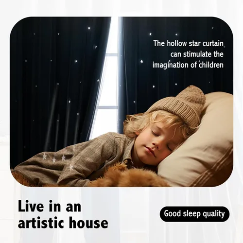Miniatura 3 de Cortinas opacas con estrellas de Anytime para habitaciones de niñas, cortina de princesa para habitación de hija, ventana de dormitorio