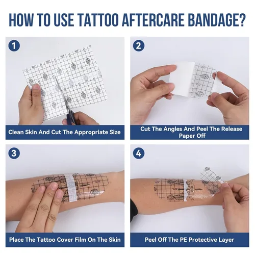Miniatura 6 de Pamiou Second Skin Parche para Cubrir Tatuajes - 6 Pulgadas x 4 Yardas Vendaje Envolvente para Cuidado Posterior de Tatuajes, Transpirable