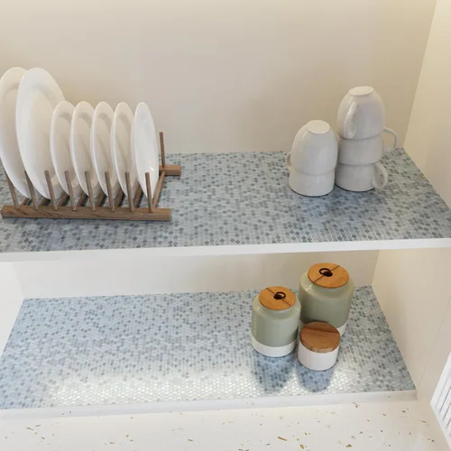 Miniatura 9 de Papel tapiz metálico dorado hexagonal para cocina y baño, papel de contacto geométrico moderno texturizado para estantes de gabinete, despegar