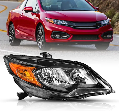 Miniatura 10 de TUSDAR Reemplazo del conjunto de faros delanteros para Honda Civic 2014-2015 de 2 puertas Coupé, carcasa negra, reflector ámbar (L+R)