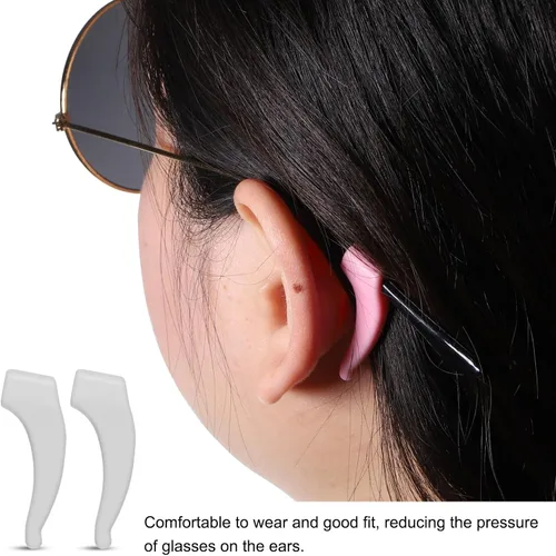 Miniatura 5 de HARFINGTON Antideslizante para gafas con agarre de oreja de silicona, gancho elástico para las orejas, retenedor de gafas, puntas de templo