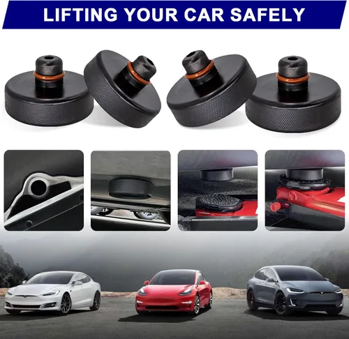 Miniatura 2 de 4 almohadillas de elevación para Tesla Model 3/Y/S/X con kit de reparación de neumáticos y bomba de inflado digital de neumáticos, compresor