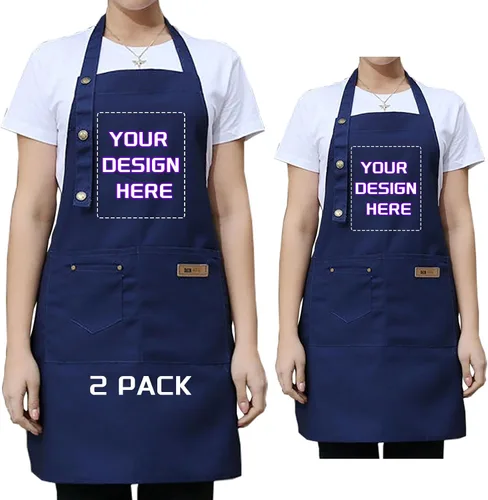 Miniatura 11 de BeautyWill Delantal personalizado personalizado para hombres y mujeres, delantal de cocina personalizado con bolsillos, nombre, texto, logotipo