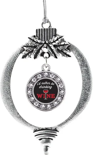 Miniatura 35 de Inspired Silver - Bonita bandera estadounidense - Adorno de Navidad plateado - Adorno de árbol de Navidad con dije circular con circonita cúbica