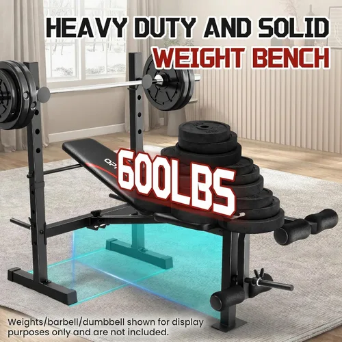 Miniatura 6 de OPPSDECOR Multi-Function Weight Bench Set with Squat Rack Leg Extension & Leg Curl Adjustable Workout Bench for Full Body Fitness Foldable
