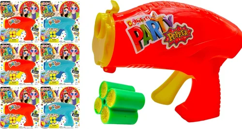 JA-RU Poppers de confeti para niños (paquete de 6) coloridos disparadores de confeti, pistola de confeti, recuerdos de fiesta para revelación de