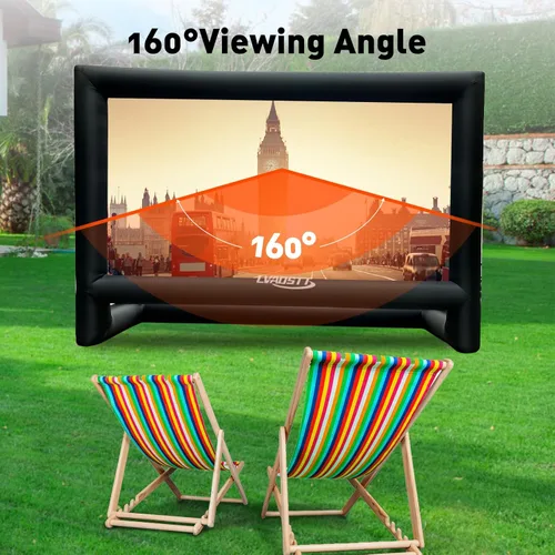 Miniatura 7 de Pantalla de Proyector Inflable, Pantalla de Película Inflable de 24 Pies para Proyector Exterior, Diseño de Una Pieza de Fácil Instalación