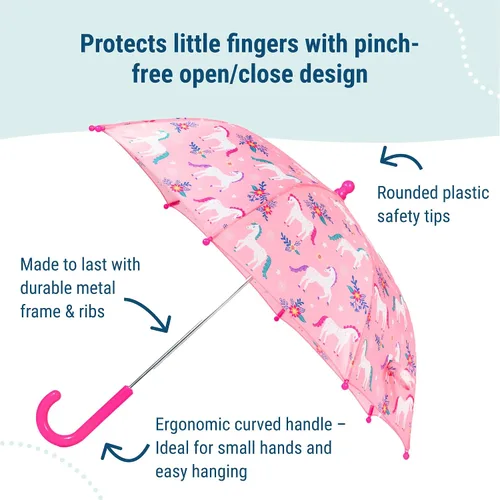 Miniatura 3 de Paraguas para niños Wildkin Dosel a prueba de lluvia, mango curvo, diseño fácil de colgar