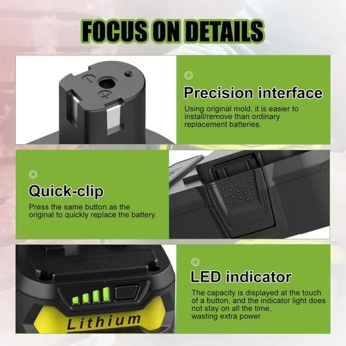 Miniatura 7 de Powilling Paquete de 2 baterías P189 mejoradas de 4.0Ah para batería Ryobi de 18 V, baterías de iones de litio de 18 voltios para herramientas