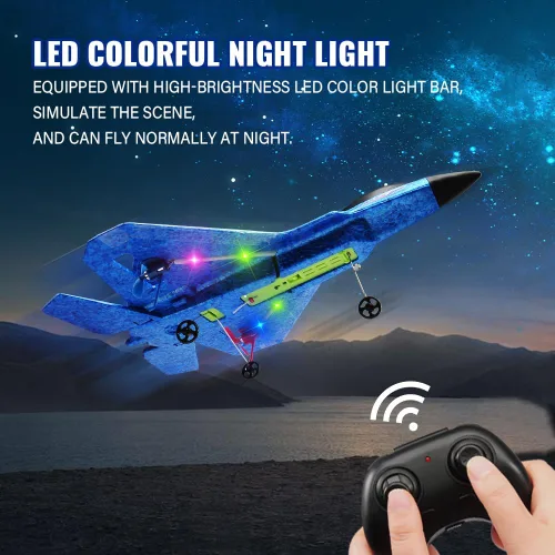 Miniatura 5 de Avión RC azul para niños Upgrade F-22 Raptor Fighter RC Avión de control remoto Juguetes de avión RC 2.4 GHZ Smart Estabilizador de giro de 6 ejes