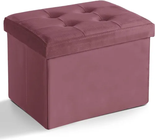 Miniatura 24 de LINMAGCO Taburete otomano plegable de almacenamiento, reposapiés de terciopelo con acolchado moderno otomano con almacenamiento para sala de estar