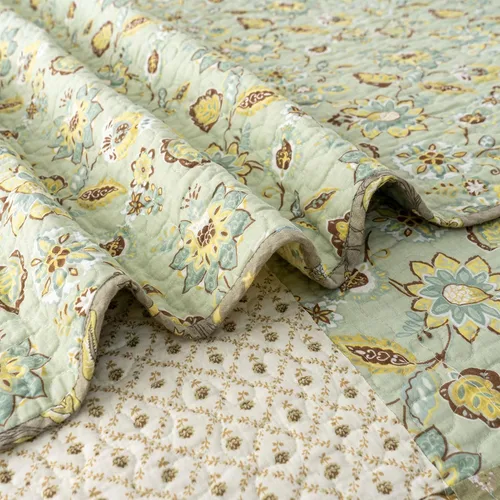Miniatura 6 de YAYIDAY - Edredón tamaño Queen, juego de colcha con patrón de retazos - 100% algodón reversible y transpirable con estampado floral acolchado
