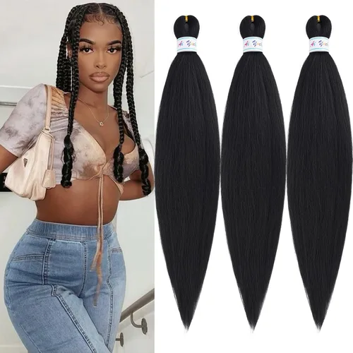 Miniatura 35 de Cabello para Trenzar Naranja Jengibre Pre-Estirado Kanekalo Cabello para Trenzar Pre-estirado 26 pulgadas Extensiones de Cabello Sintético