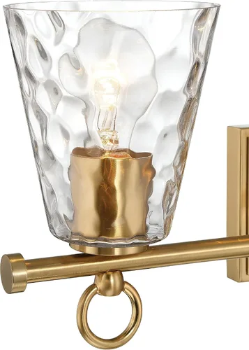 Miniatura 3 de Imogen - Lámpara de tocador de 3 luces de cristal de agua martillada y metal dorado cepillado