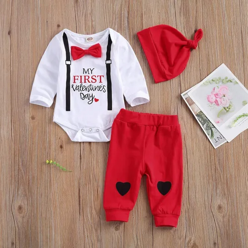 Miniatura 2 de Kuriozud Conjunto de ropa de 3 piezas para el día de San Valentín Baby My First Valentine's Day