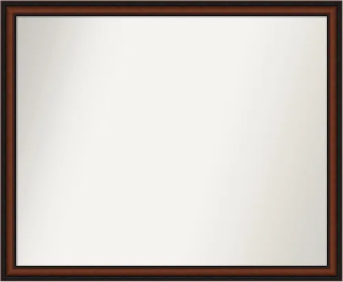 Miniatura 545 de Amanti Art Espejo de pared personalizado no biselado (24 x 27 pulgadas), marco estrecho de nogal chipre - varios tamaños personalizados - Espejo