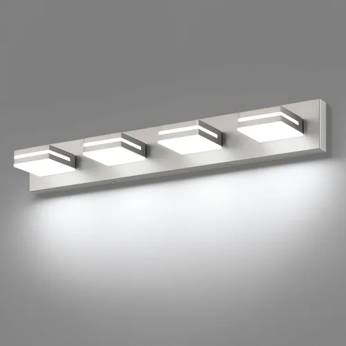 Miniatura 53 de SineRise - Lámpara LED para tocador de baño - Moderna lámpara de acrílico con acabado cromado para iluminación de pared sobre el espejo - 2 luces