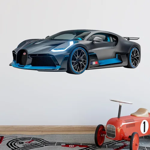 Bugatti Divo - Calcomanía de vinilo extraíble para pared, diseño de superdeportivo exótico, decoración de habitación de niños (48 x 17 pulgadas)