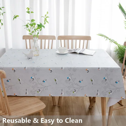 Miniatura 6 de TruDelve Mantel de Vinilo Resistente Mantel de Mesa de Plástico para Mesas Cuadradas Impermeable Hule Manteles para Mesa Cubierta de Mesa