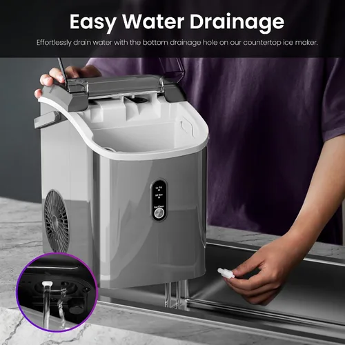 Miniatura 6 de Kismile Nugget - Máquina de hielo para encimera, 35 libras/24 horas, máquina de hielo portátil con hielo triturado, función de autolimpieza