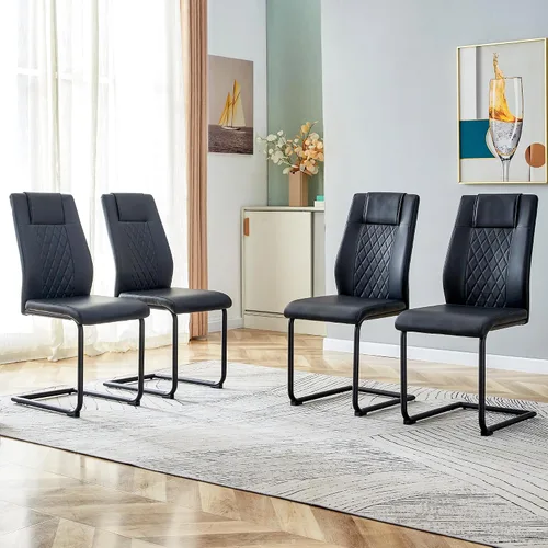 Miniatura 2 de gopop Juego de 4 sillas de comedor, modernas sillas de cocina y comedor con patas de metal galvanizado, sillas laterales tapizadas para comedor