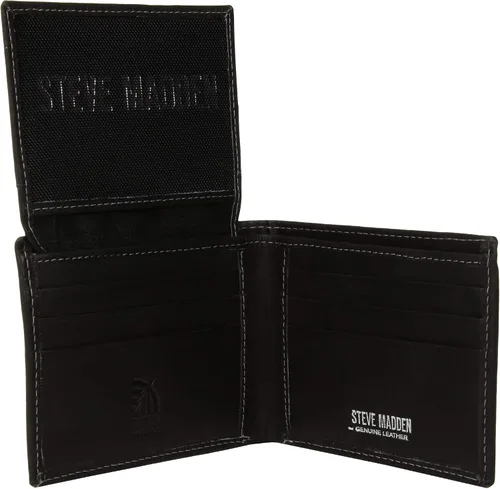 Miniatura 4 de Steve Madden Cartera RFID de cuero para hombre con capacidad adicional y bolsillo abatible